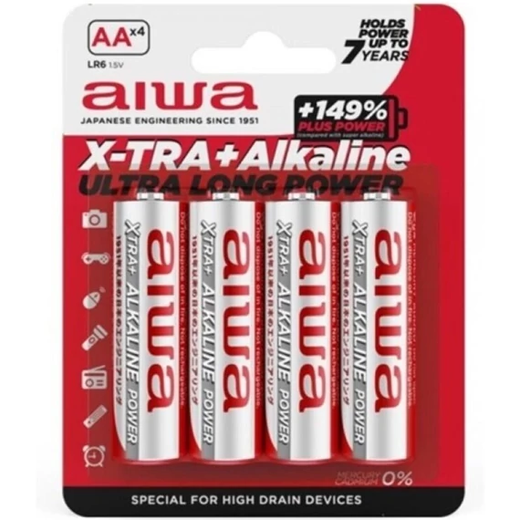AIWA - X-TRA ALKALINE AA ALKALINE AKKUMULÁTOR LR6 BLISZTER*4