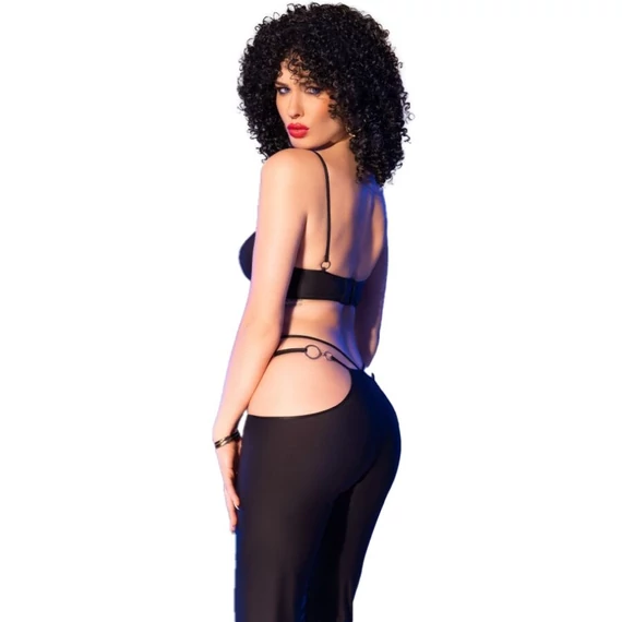 CHILIROSE - CR 4851 FEKETE TOP ÉS LEGGINGS SZETT ARANY KIEGÉSZÍTŐKKEL L